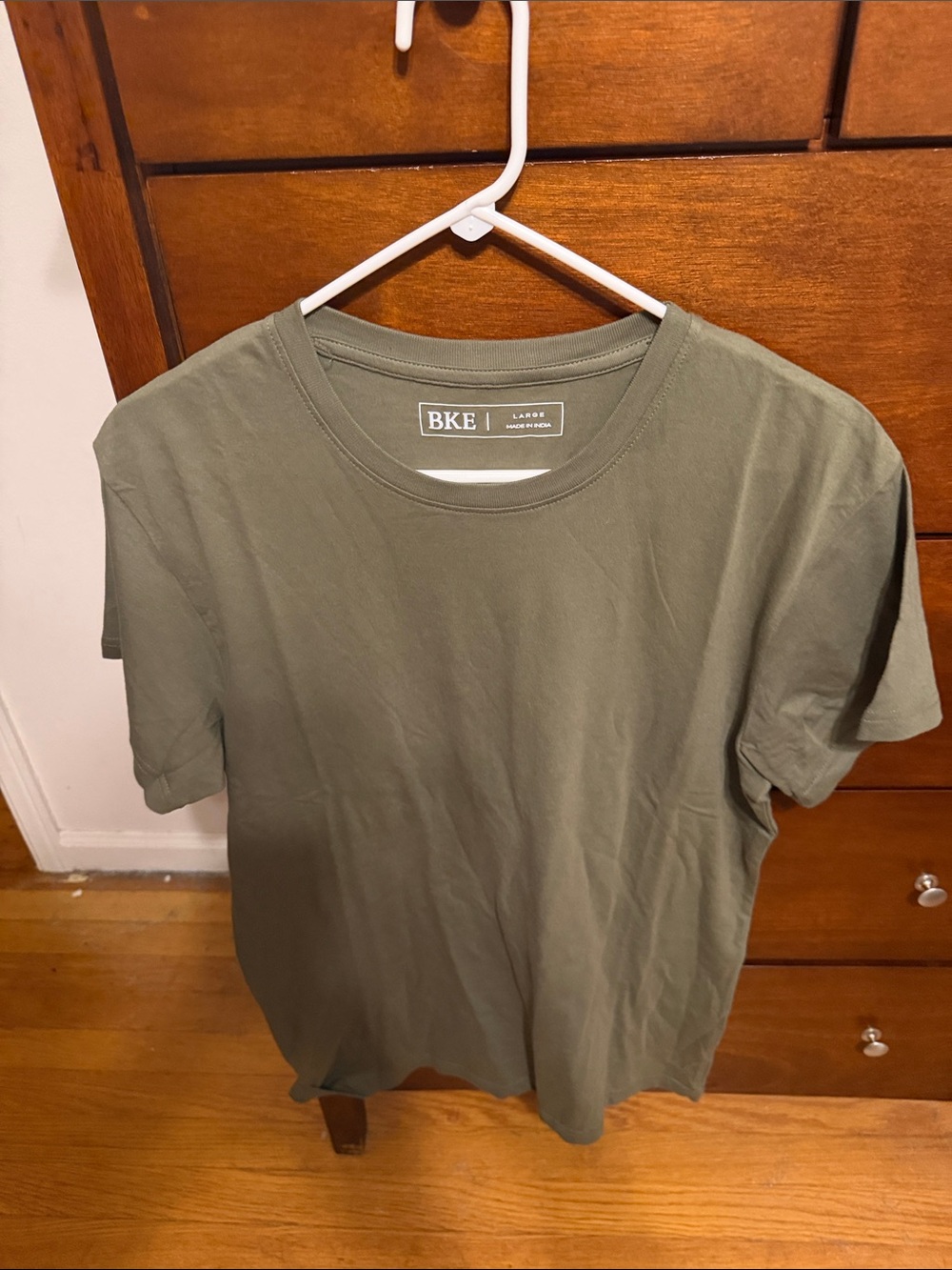 BKE Men's Olive Crew Neck Short Sleeve T-Shirt
